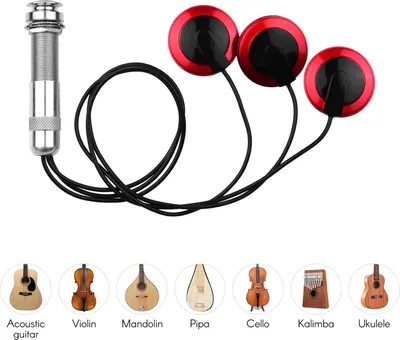 Obrázek produktu pro Samolepicí nástrojový snímač pro akustickou kytaru, mini snímač s 1/4" připojením pro housle, mandolínu, ukulele