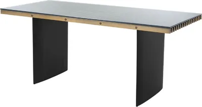 Produktbild von Casa Padrino Luxus Schreibtisch mit Glasplatte Messing / Schwarz 180 x 78,5 x H. 76 cm - Luxus Qualität - Büromöbel