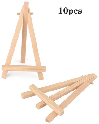 Produktbild von 10 x Mini kleine Holz Tafel Display Staffelei Foto Memo Halter Platzkartenhalter Name Tabelle Karte Stand für Hochzeit Geburtstag Taufe Babyparty Party & Bar (10 x, 15 x 8 cm)