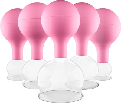 Produktbild von Pulox Schröpfgläser Set aus Echtglas 5 Stück. diverse Größen Pink