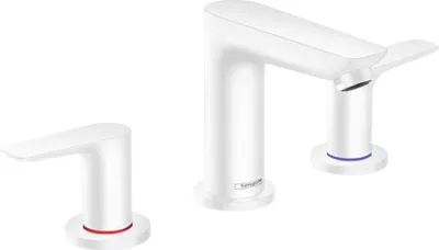 Image de Robinet de lavabo Hansgrohe Talis E, modèle 3 trous, avec système de bonde à tiroir, finition blanc mat