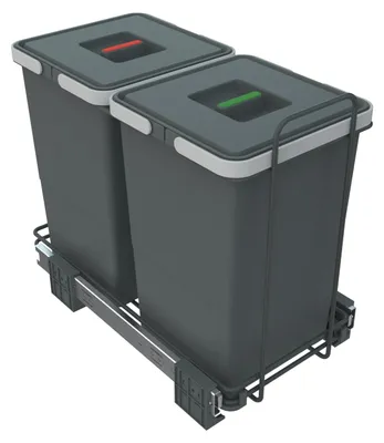 Zdjęcie produktu dla Kosz na śmieci - Wysuwany - 2 x 12 l - Szary