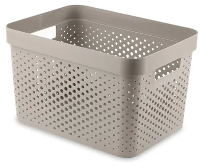 Produktbild von Aufbewahrungsbox INFINITY, 17 Liter, aus recyceltem Kunststoff, beige mit Punkten