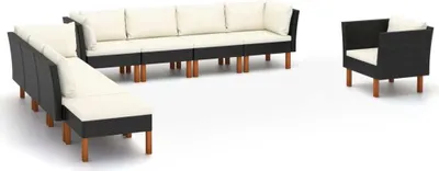 Produktbild von Maison Exclusive - 9-tlg. Garten-Lounge-Set Poly Rattan Eukalyptusholz Schwarz