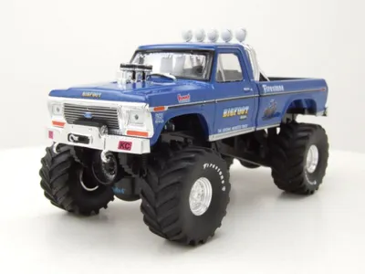Produktbild von Greenlight Collectibles 86097 Ford F-250 Pick Up Bigfoot #1 Original Monster Truck 1974 blau metallic 1:43