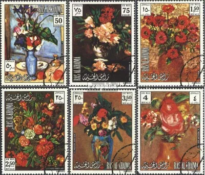 Produktbild von Briefmarken Ras al Chaima 1972 Mi 865A-870A (kompl.Ausg.) gestempelt Blumengemälde