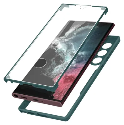 Image de Avizar, coque de protection complète avec bumper en silicone pour Samsung Galaxy S22 Ultra, couleur verte