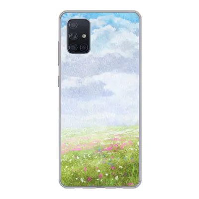 Produktbild von MuchoWow® Handyhülle Schutzhülle Hülle für Samsung Galaxy A71 Aquarell - Blumen - Landschaft Silikon Softcase Handy Hülle - Kartenbesitzer