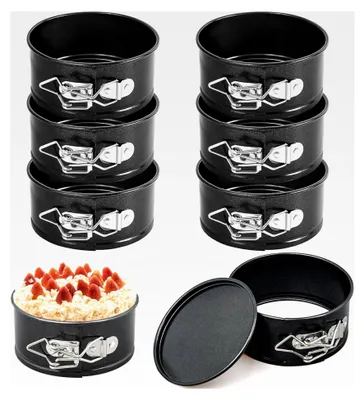 Produktbild von 8-teiliges Set Springformen 14 cm, Mini runde Backformen, kleine antihaftbeschichtete Kuchenformen mit abnehmbarem Boden