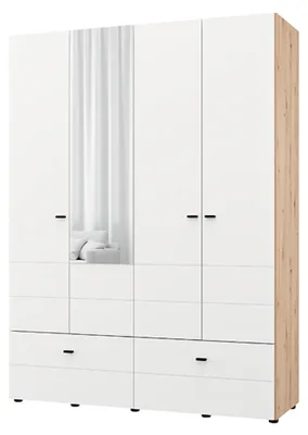 Produktbild von Spigno - Großer Kleiderschrank, 155x208h cm Mattweiß, 2 Ablagen