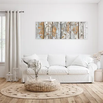 Produktbild von Glasbild 120x40cm in XXL für Wohnzimmer, Schlafzimmer Motiv Verwittertes Holz