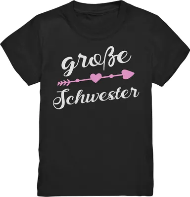 Produktbild von Große Schwester T-Shirt Pfeil Herz Große Schwester Geschenk – Black / 110/116 (5-6)