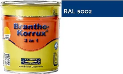Produktbild von Brantho Korrux 3in1 Rostschutzfarbe 750ml RAL 5002 ultramarinblau