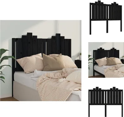 Produktbild von vidaXL Kopfteil Schwarz 126x4x110 cm Massivholz Kiefer -  Kopf- & Fußenden