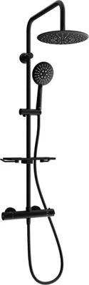 Image de Mexen KT67 ensemble de douche en saillie avec pommeau de douche et mitigeur thermostatique, noir - 771506793-70