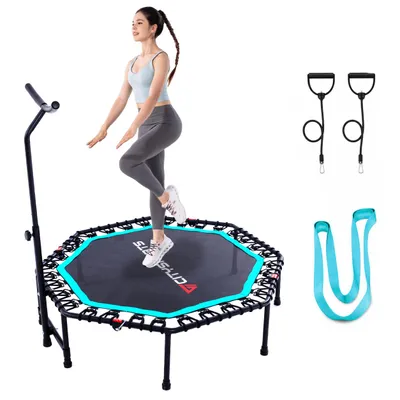 Produktbild von CITYSPORTS Fitnesstrampolin Mini-Trampolin mit Haltegriff 3-fach höhenverstellbar Ø130cm, 8-Eck, 130 cm Rahmendiagonale, faltbar, bis 100 kg