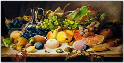 Produktbild von Coloray Bild aus Leinwand 120x60 Leinwand Dekoration - Trauben Apple Pfirsich