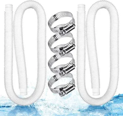 Obrázok produktu pre Rebrík do bazéna – sada 2 ks, 32 mm, biely, so 4 upevňovacími svorkami, 149,9 × 3,2 cm, vhodný pre nadzemné bazény