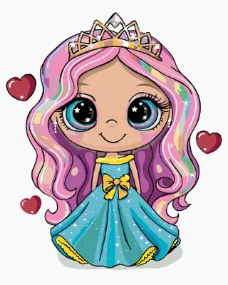 Produktbild von Zuty - Malen nach Zahlen - MÄDCHEN PRINZESSIN MIT HERZEN, 40x50 cm, mit Keilrahmen (bereits gespannt)