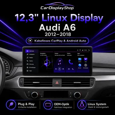 Produktbild von 10,25" Linux Display Audi A6 2012–2018 CarPlay & Android Auto