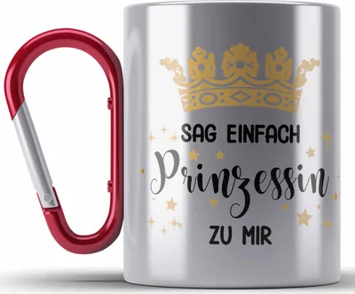 Produktbild von Trendation - Edelstahl Tasse Karabiner Prinzessin Geschenk Mädchen Jugendliche Tochter Lustiger Spruch Geschenkiee Geburtstag Lustig (Rot)