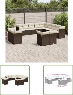Produktbild von The Living Store 13-tlg. Garten-Sofagarnitur mit Kissen Braun Poly Rattan