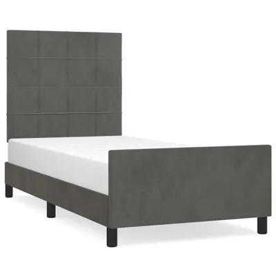 Produktbild von vidaXL Bettgestell ohne Matratze Dunkelgrau 100x200 cm Samt
