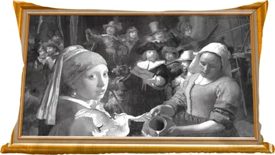 Produktbild von MuchoWow® Zierkissen Sofakissen Wohnzimmer Dekokissen 50x30 cm Kunst - Alte Meister - Gold - Liste - Wohnzimmerdekoration - Polster mit Photo