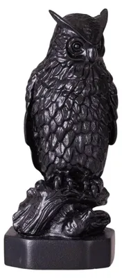 Steinskulptur Schwarze Eule, 10 cm, Kunststein