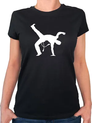 Produktbild von Huuraa Damen T-Shirt Capoeira Silhouette L Black Bio Baumwolle Fairtrade Damenshirt Geschenkidee