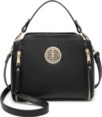 Immagine prodotto di Miss Lulu Ladies Borsa a tracolla Borsa a tracolla nera Maniglia in Finto cuoio