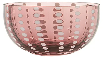 Produktbild von Zafferano Perlen-Schalen 6er-Set, mundgeblasen, amethystfarbenes Glas, elegantes Design, perfekt für den modernen und anspruchsvollen Tisch.