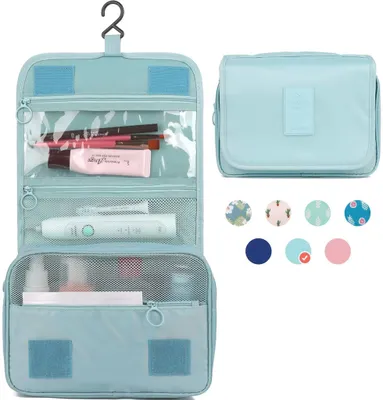 Produktbild von Reise Kulturtasche Zum Aufhängen Kulturbeutel Kosmetiktasche Waschtasche für Kinder Frauen Mädchen Damen (Himmelblau)