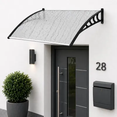 Produktbild von Mucola Haustürvordach Pultvordach Haustürüberdachung Tür Überdachung Kunststoff Vordach Türdach Haustürdach - 150x90 cm
