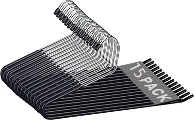 Hosenbügel aus Metall, Antirutsch, schwarz, 12 Stück
