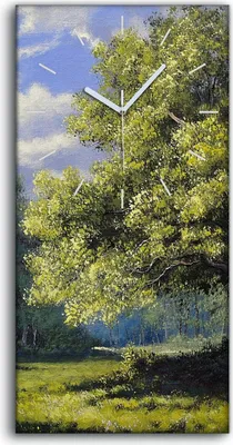 Produktbild von Küchenuhr Bürouhr Leinwand Uhr Geräuschlos 30x60 Gemälde Landschaft Bäume Kunst - weiße Hände