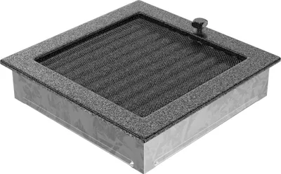 Zdjęcie produktu dla Kratka wentylacyjna kominkowa 22x22 czarno-srebrna z żaluzją