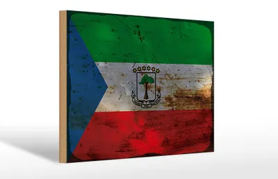 Produktbild von Holzschild Flagge Äquatorialguinea 30x20cm Flag Rost