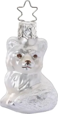 Produktbild von Christbaumschmuck kleiner Polarfuchs Glas 5.5cm weiß, 1 Stück