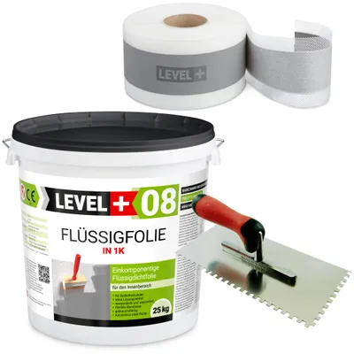 Produktbild von Dichtset Flüssigfolie 25kg + Dichtband 25M + Zahnspachtel Abdichtung Bad SET50