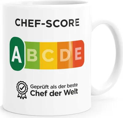 Zdjęcie produktu dla Kubek do kawy na prezent Chef Score Testowany jako najlepszy szef na świecie Zabawny kubek Moonworks® Chef biały standardowy