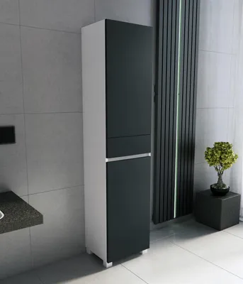 Produktbild von Badezimmerschrank mit Wäschekorb 40cm schwarz matt