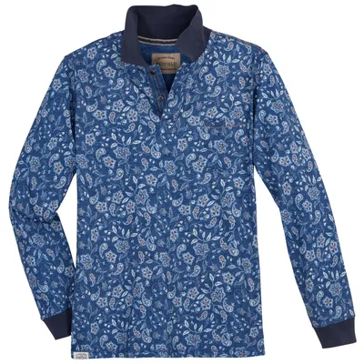 Produktbild von Redfield XXL Langarm-Polo Paisleymuster denimblau