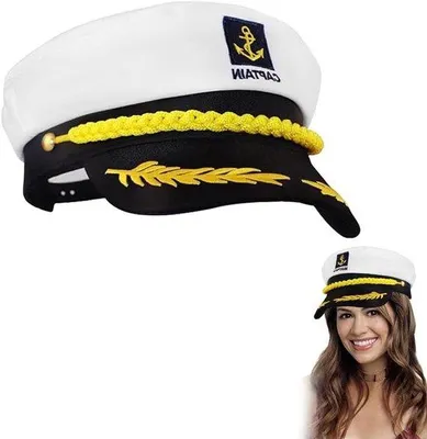 Produktbild von Anpassbares Kapitänschiffchen für Segleranzug - Partyaccessoires für Rollenspiele - Weiss