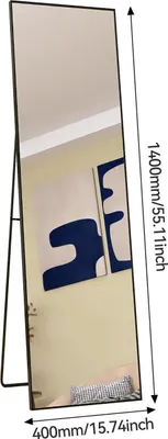 Immagine prodotto di Specchio a figura intera - Specchi da appoggio e da parete - Rettangolare 140 x 40 cm - Appoggiabile/Appendibile/Da appoggio - Nero
