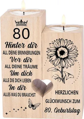 Obrázek produktu pro 80. Narozeninový držák svíčky Dřevěné srdce Tealight Holder Dárek ženy Muži