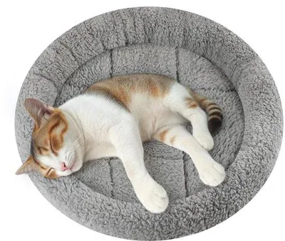 Obrázok produktu pre Mäkké lôžko pre mačky 35 x 35 cm, okrúhle, protišmykové, prateľné, pre malé zvieratá
