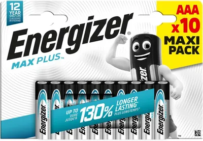 Image de Piles Energizer Max Plus AAA (lot de 10) - Piles alcalines, 1,5 V