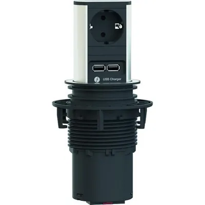 Obrázok produktu pre Bachmann 928.017, 2 m, Vnútorný, Kov, Plast, Čierna, Strieborná, 1 AC zásuvky/AC zásuviek, 79 mm