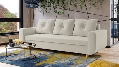 Produktbild von AX LIVING Cheriton Schlafsofa Modern 222cm breit in Creme mit Schlaffunktion